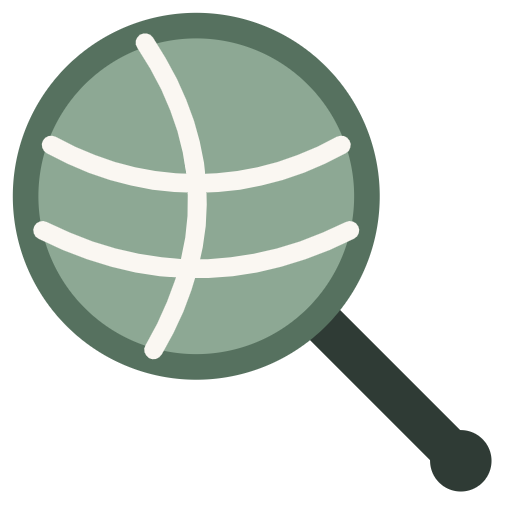 YarnFinds logo: a sage yarn ball shaped like a magnifying glass
